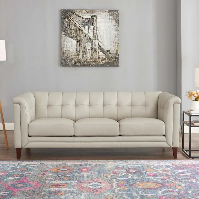 Hydeline Arvo Top Grain Leather Sofa Couch with Feather, Memory Foam and Springs