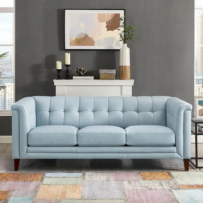 Hydeline Arvo Top Grain Leather Sofa Couch with Feather, Memory Foam and Springs