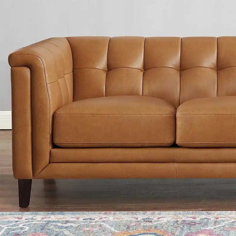 Hydeline Arvo Top Grain Leather Sofa Couch with Feather, Memory Foam and Springs