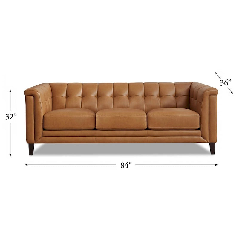 Hydeline Arvo Top Grain Leather Sofa Couch with Feather, Memory Foam and Springs
