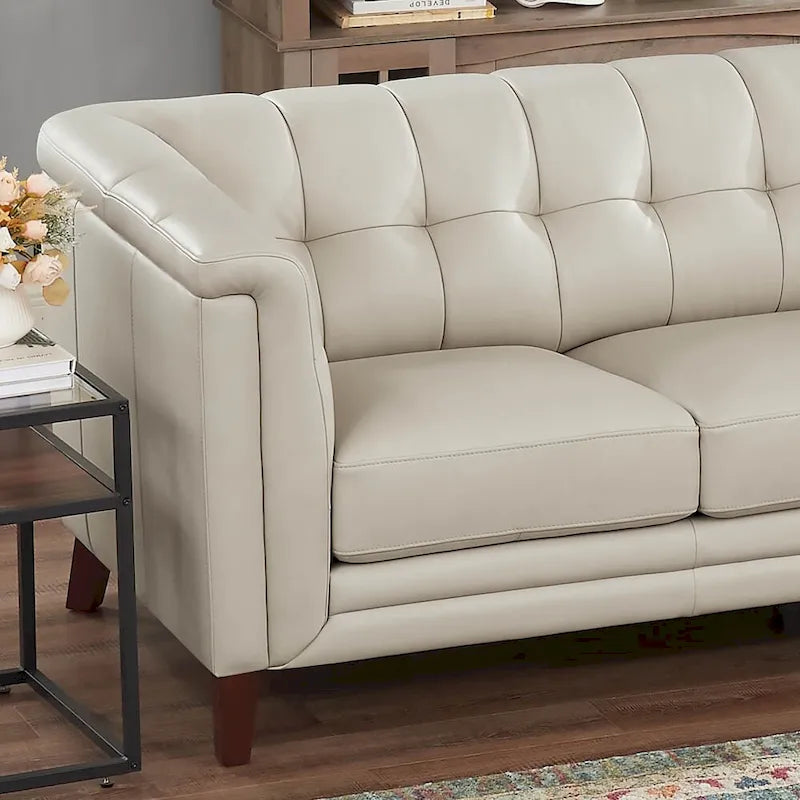 Hydeline Arvo Top Grain Leather Sofa Couch with Feather, Memory Foam and Springs