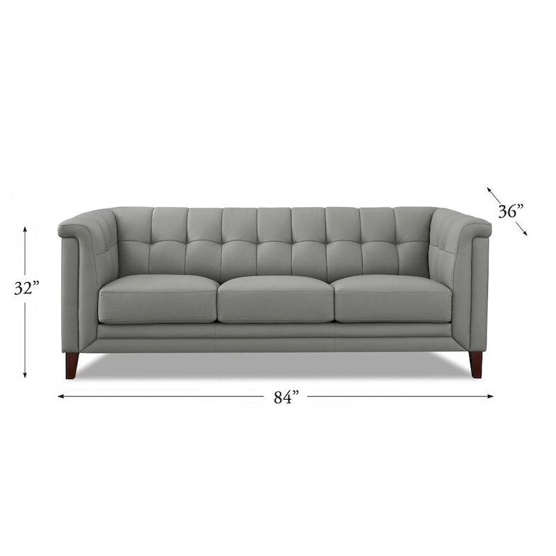 Hydeline Arvo Top Grain Leather Sofa Couch with Feather, Memory Foam and Springs