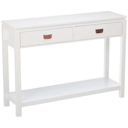 Console Sofa Table With Storage Shelf / 2 Drawers, White