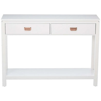 Console Sofa Table With Storage Shelf / 2 Drawers, White