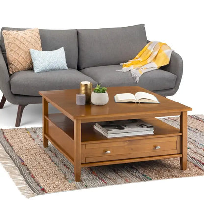 WYNDENHALL Norfolk SOLID WOOD 36 inch Wide Square Transitional Coffee Table - 36 x 36 x 18.5 - 36 x 36 x 18.5