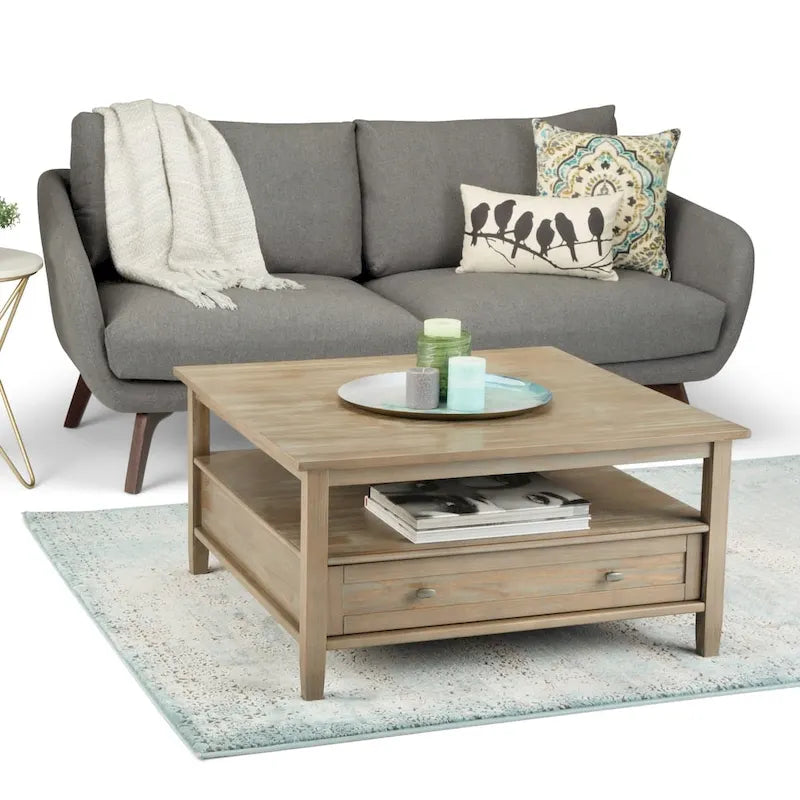 WYNDENHALL Norfolk SOLID WOOD 36 inch Wide Square Transitional Coffee Table - 36 x 36 x 18.5 - 36 x 36 x 18.5