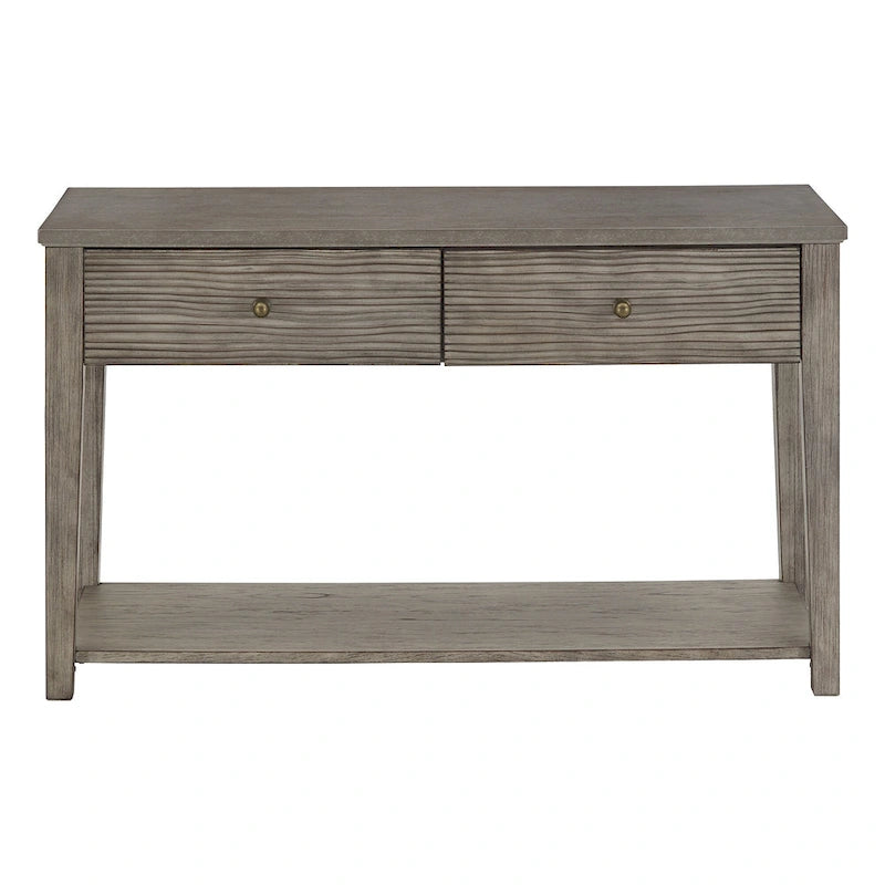 Coober Antique Grey Finish Grey Fiber Cement Sofa Table with Shelf by iNSPIRE Q Modern