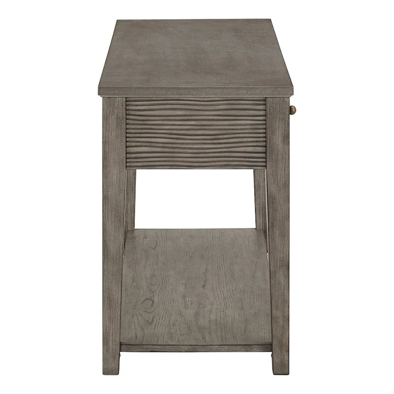 Coober Antique Grey Finish Grey Fiber Cement Sofa Table with Shelf by iNSPIRE Q Modern