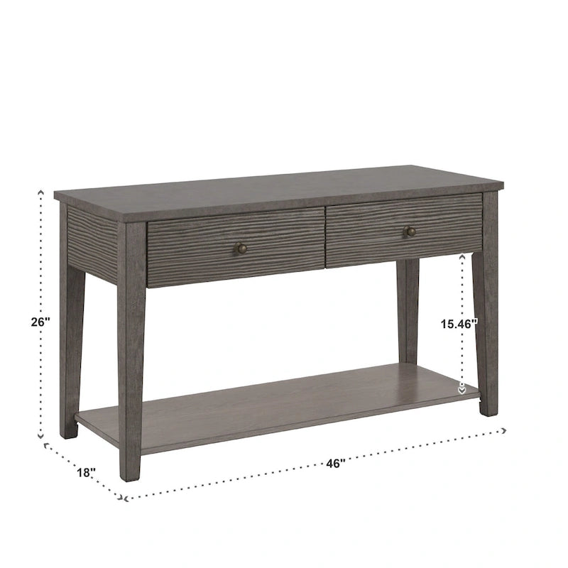 Coober Antique Grey Finish Grey Fiber Cement Sofa Table with Shelf by iNSPIRE Q Modern