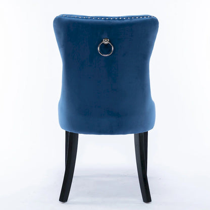 Modern Set of 2 Velvet Tufted Dining Chair with Wood Legs and Nailhead Trim