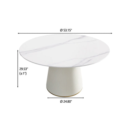 Round PU Pedestal Dining Table Faux Marble Dining Table