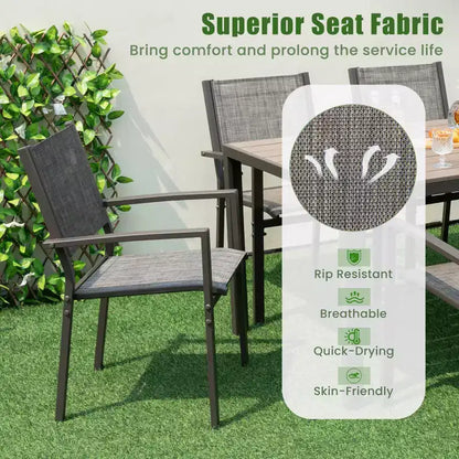 Costway Ensemble repas de jardin 7 pièces avec 6 chaises empilables et grande table rectangulaire