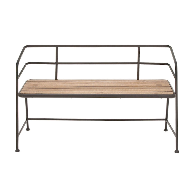 Metal Bench with Wood Seat - Black - Roche River Dcor. - 18Wx45Lx28H