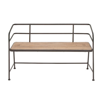 Metal Bench with Wood Seat - Black - Roche River Dcor. - 18Wx45Lx28H
