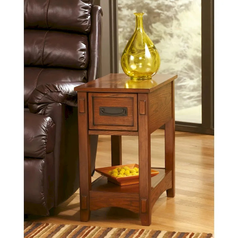 Signature Design by Ashley Breegin Brown Finish Wood Chairside End Table - 13 W x 22.13 D x 23.13 H