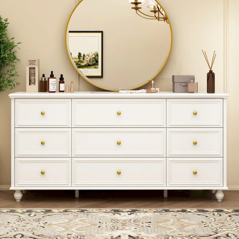 63W Wood Dresser Bedroom Storage Drawer Organizer Closet 9 Drawer