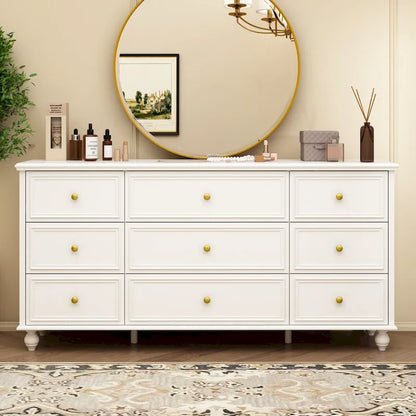 63W Wood Dresser Bedroom Storage Drawer Organizer Closet 9 Drawer