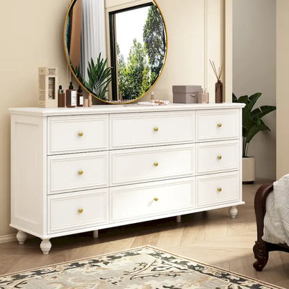 63W Wood Dresser Bedroom Storage Drawer Organizer Closet 9 Drawer