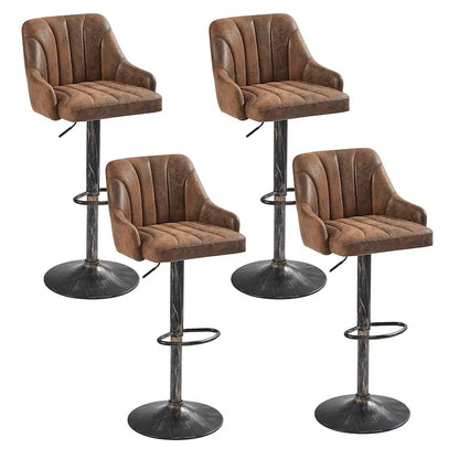 Adjustable Armless Swivel PU Leather Bar Stools Chrome Air Lift Counter Height Stools Set of 4