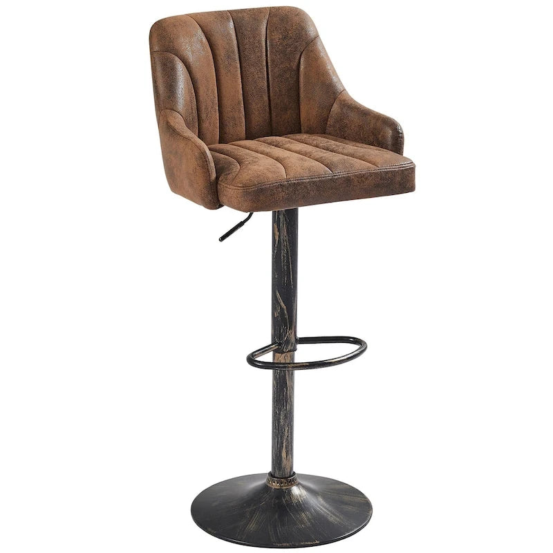 Adjustable Armless Swivel PU Leather Bar Stools Chrome Air Lift Counter Height Stools Set of 4