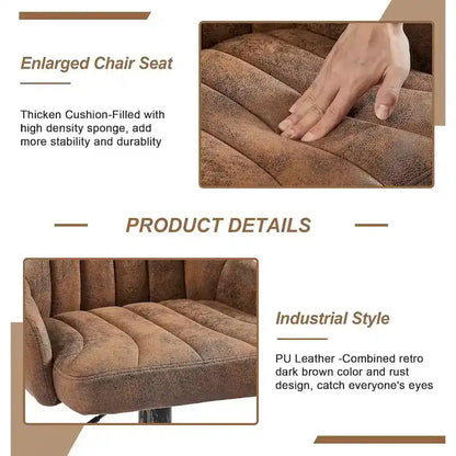 Adjustable Armless Swivel PU Leather Bar Stools Chrome Air Lift Counter Height Stools Set of 4