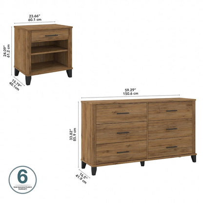 Somerset 6 Drawer Dresser and Nightstand Set by Bush Furniture
