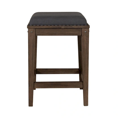Weathered Beaten Bark Antique Pewter Metal Upholstered Console Stool - 17x17x26