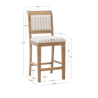 Demi Rustic Grey Solid Wood Striped 26-Inch Counter Stool