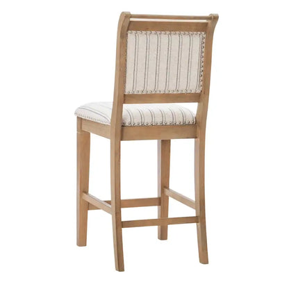 Demi Rustic Grey Solid Wood Striped 26-Inch Counter Stool