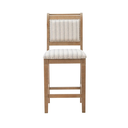 Demi Rustic Grey Solid Wood Striped 26-Inch Counter Stool