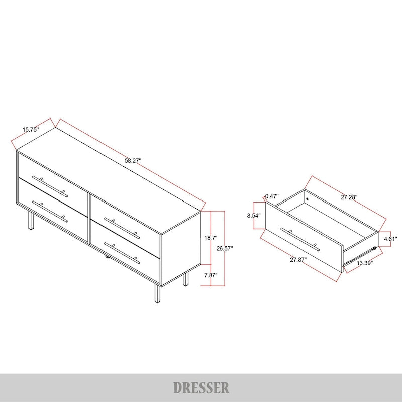 CraftPorch Transitional 4-Drawers Wooden Dresser