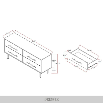 CraftPorch Transitional 4-Drawers Wooden Dresser