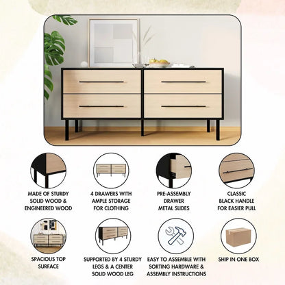 CraftPorch Transitional 4-Drawers Wooden Dresser