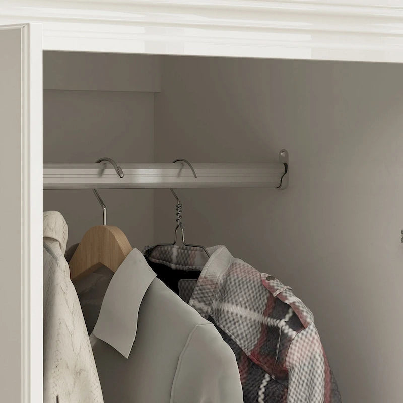 Large Wooden Wardrobe Armoire with Raised Panel Closet Storage Cabinet