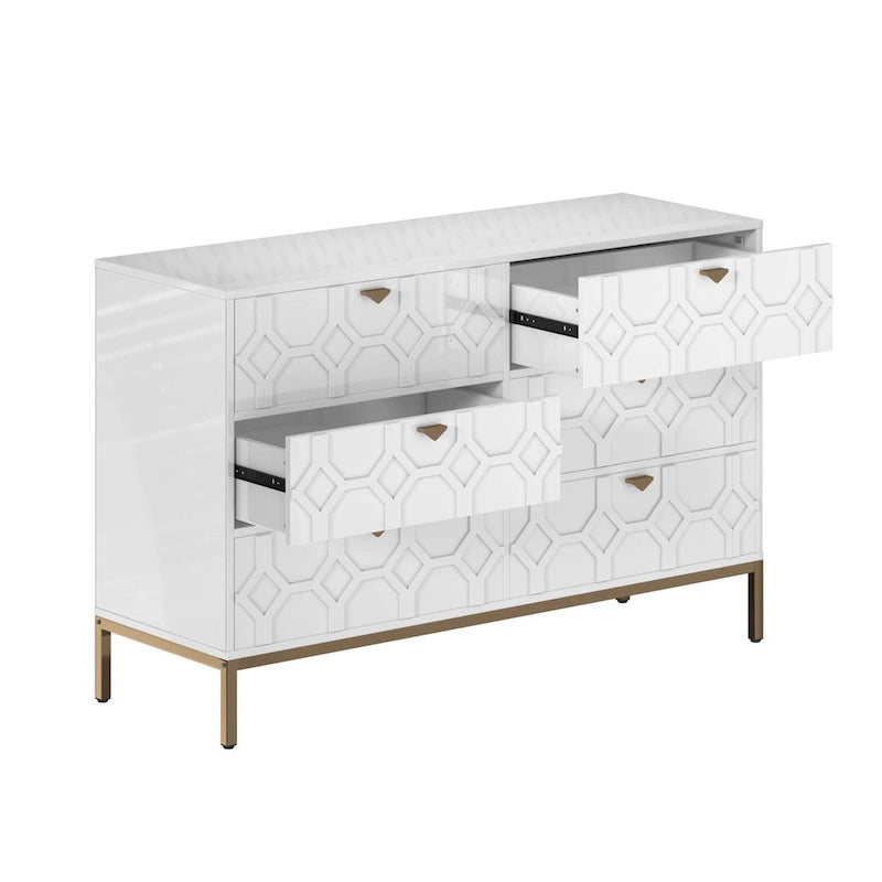 Clihome Wooden Storage 6 Drawer Double Dresser for Bedroom