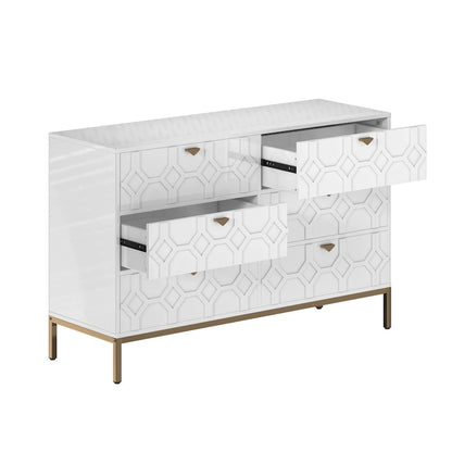 Clihome Wooden Storage 6 Drawer Double Dresser for Bedroom