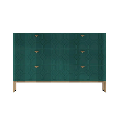 Clihome Wooden Storage 6 Drawer Double Dresser for Bedroom