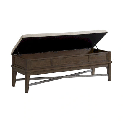 Preston Bedroom Storage Bench with Cushion, Weathered Vintage Oak
