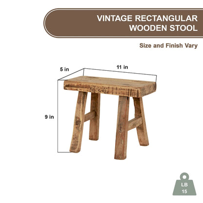 Artissance 11 in. W Rectangular Natural Wood Vintage Mini Stool - 11 W x 5 L x 9 H