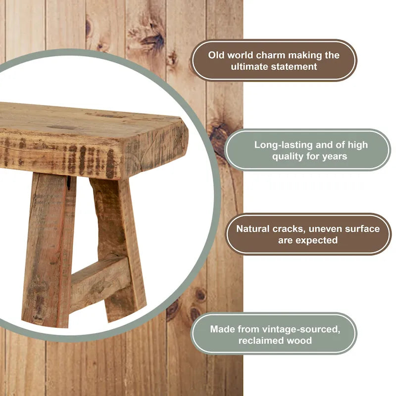 Artissance 11 in. W Rectangular Natural Wood Vintage Mini Stool - 11 W x 5 L x 9 H