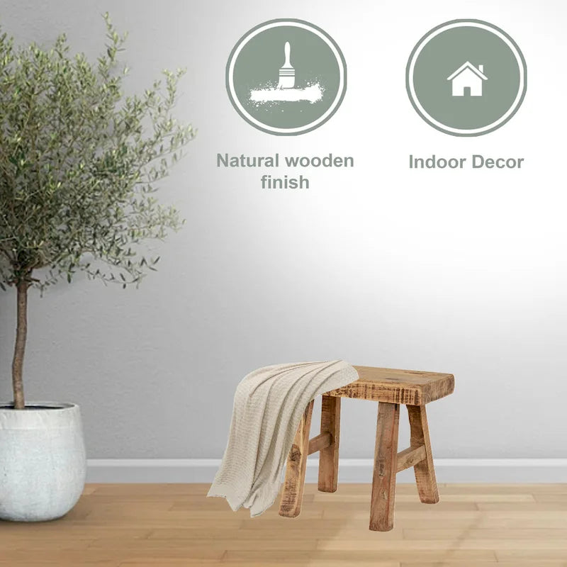 Artissance 11 in. W Rectangular Natural Wood Vintage Mini Stool - 11 W x 5 L x 9 H