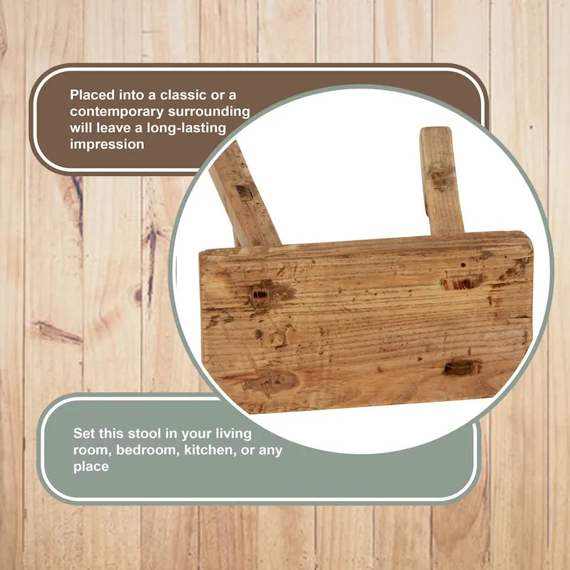 Artissance 11 in. W Rectangular Natural Wood Vintage Mini Stool - 11 W x 5 L x 9 H