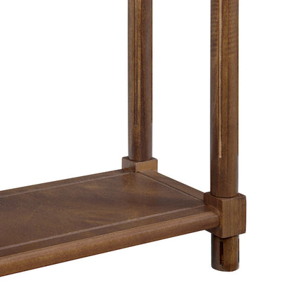 New Ridge Home Goods Harrison Narrow Side End Tables with Shelf, Set of 2, Antique Chestnut