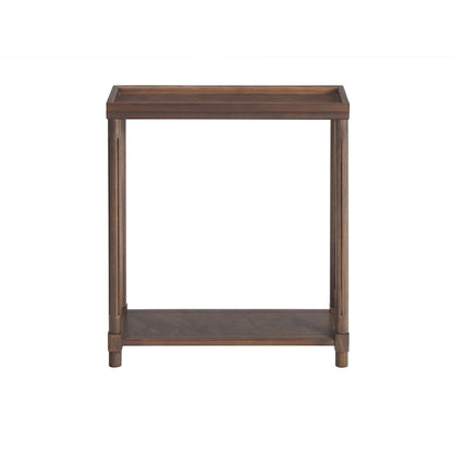 New Ridge Home Goods Harrison Narrow Side End Tables with Shelf, Set of 2, Antique Chestnut