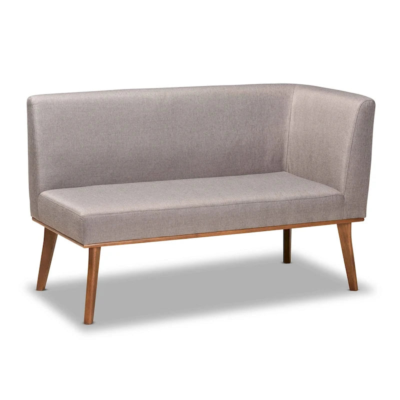 Odessa Grey Fabric and Walnut Wood 2-PC Dining Nook Banquette Set