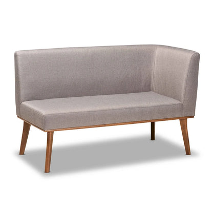 Odessa Grey Fabric and Walnut Wood 2-PC Dining Nook Banquette Set