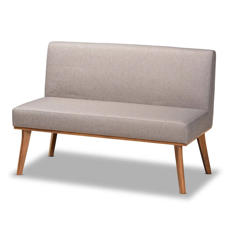 Odessa Grey Fabric and Walnut Wood 2-PC Dining Nook Banquette Set