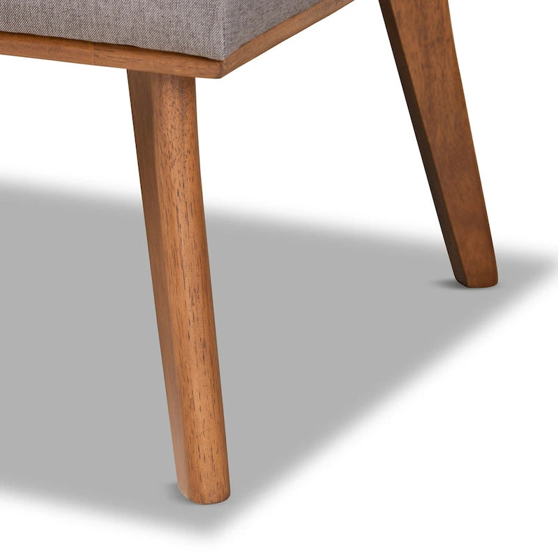 Odessa Grey Fabric and Walnut Wood 2-PC Dining Nook Banquette Set