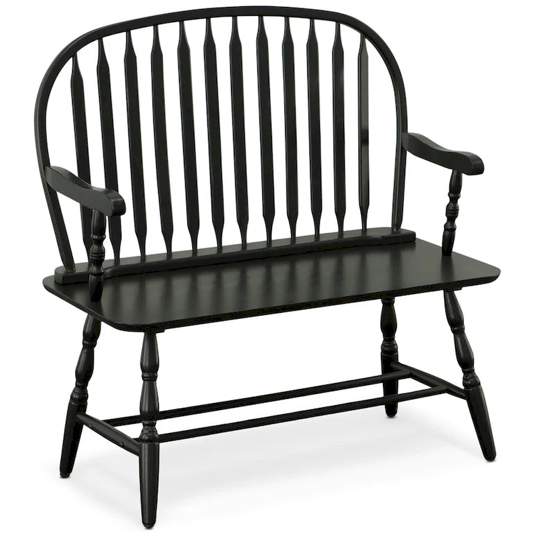 Windsor Bench Antique Black | 44" W x 41" H | 350 lb Capacity | Wood Entryway Seat