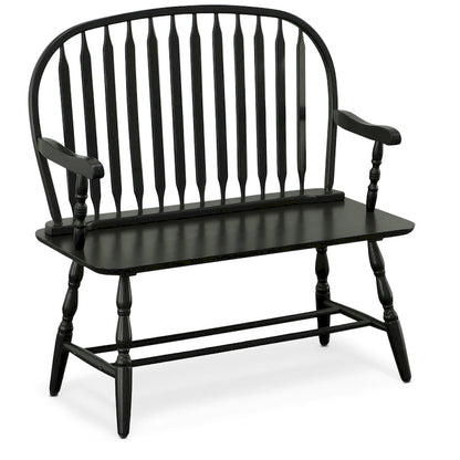 Windsor Bench Antique Black | 44" W x 41" H | 350 lb Capacity | Wood Entryway Seat